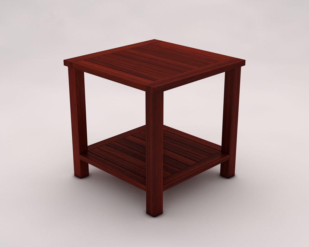 SIDE TABLE---Double square and wooden lath 3D model_8