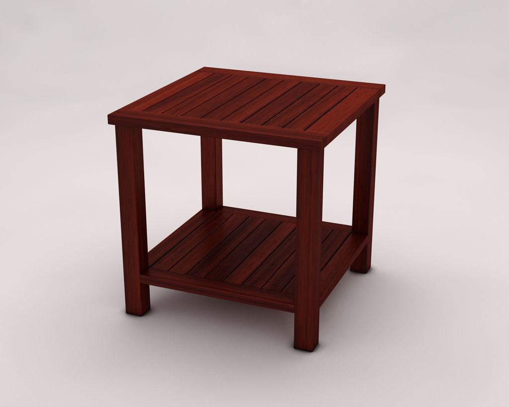 SIDE TABLE---Double square and wooden lath 3D model_5