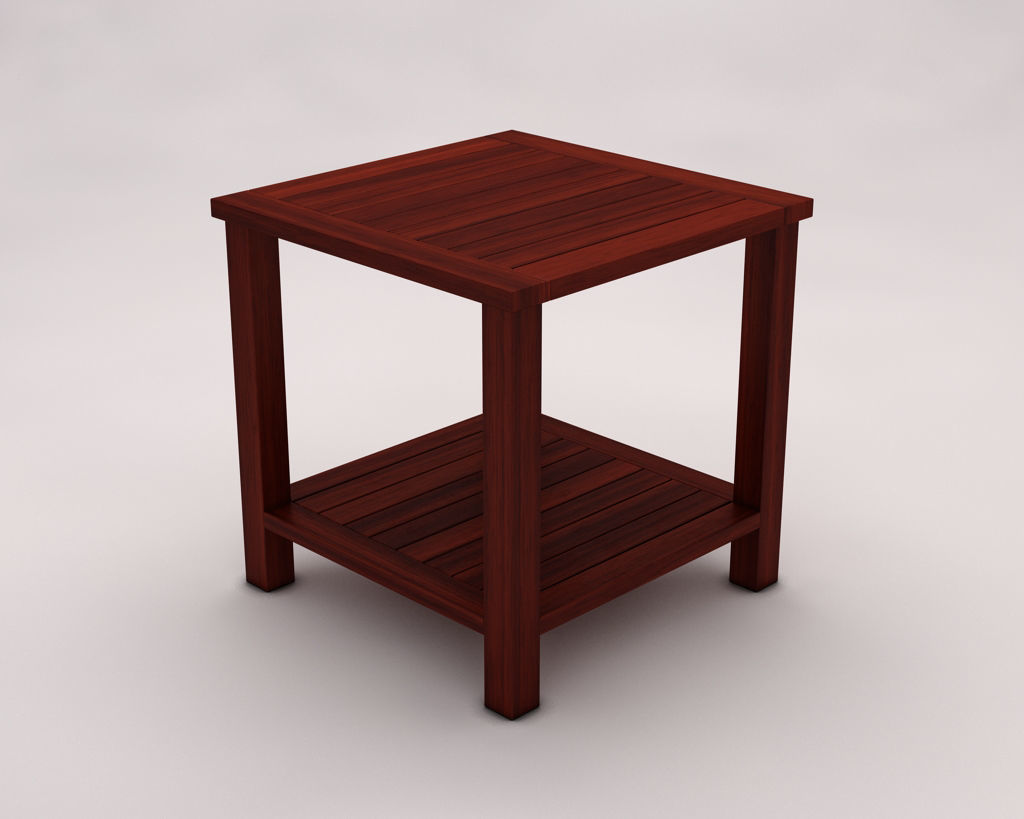 SIDE TABLE---Double square and wooden lath 3D model_3