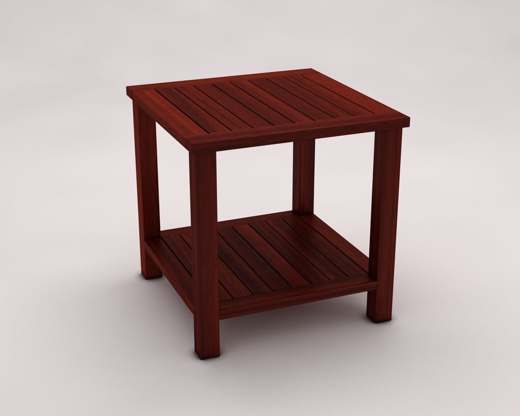 SIDE TABLE---Double square and wooden lath 3D model_7