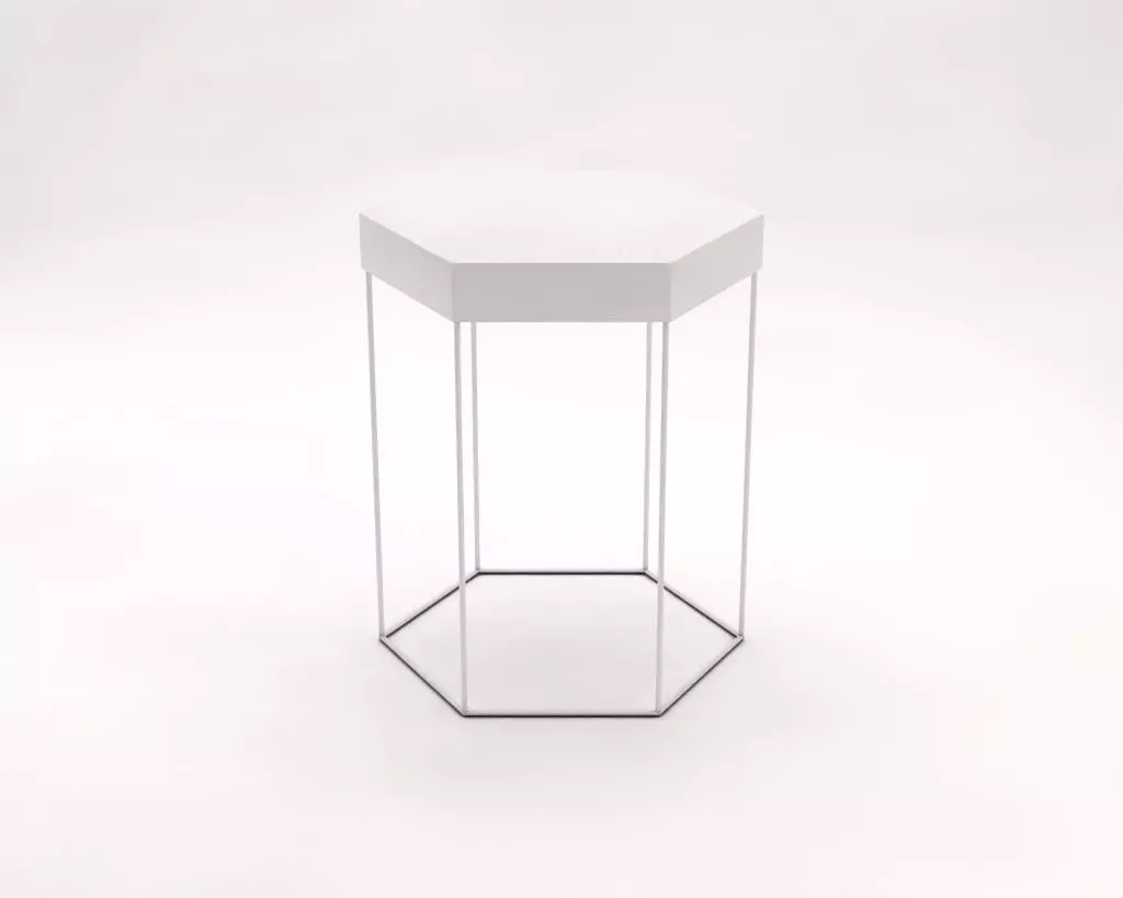 SIDE TABLE---Iron tray hexagonal and rods 3D model_0