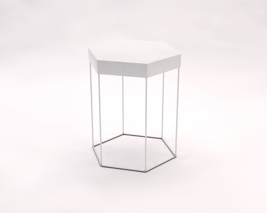 SIDE TABLE---Iron tray hexagonal and rods 3D model_3