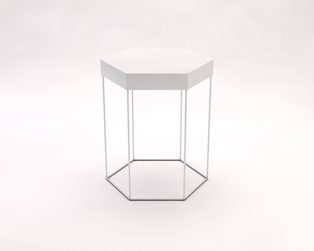 SIDE TABLE---Iron tray hexagonal and rods 3D model_9