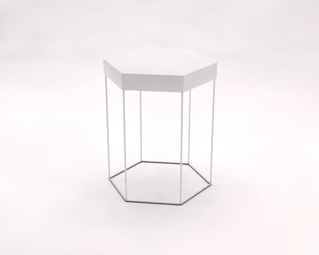 SIDE TABLE---Iron tray hexagonal and rods 3D model_6