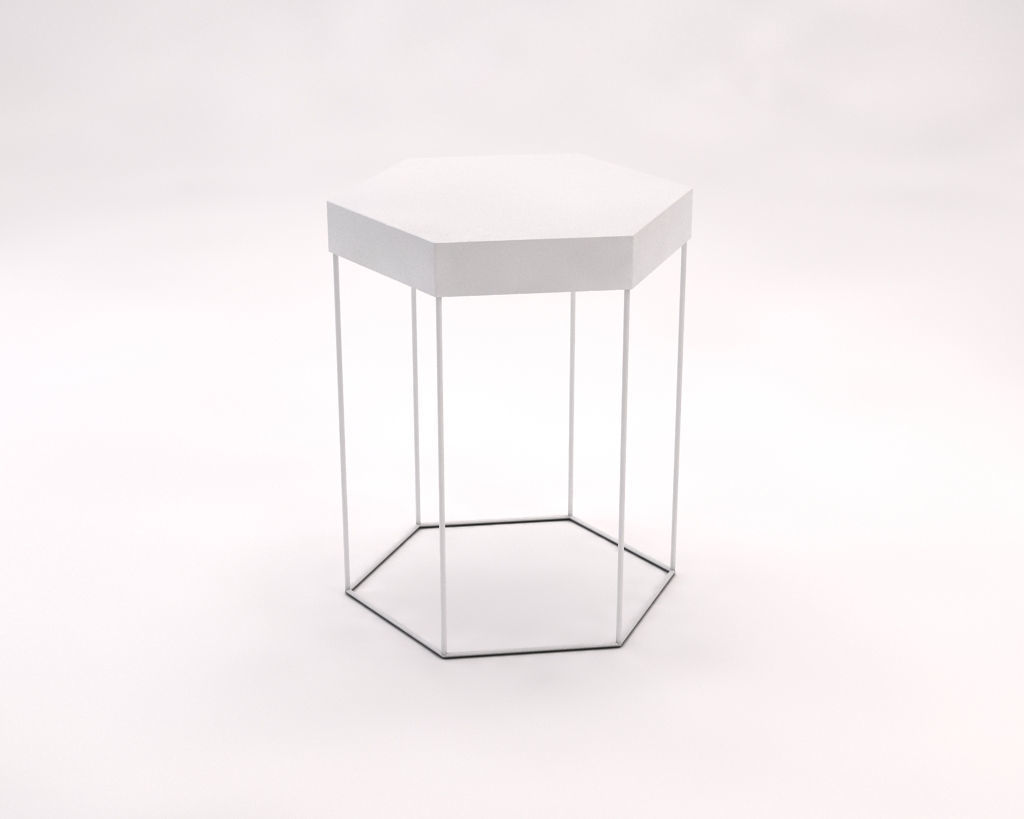 SIDE TABLE---Iron tray hexagonal and rods 3D model_4