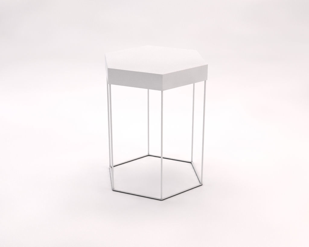 SIDE TABLE---Iron tray hexagonal and rods 3D model_8