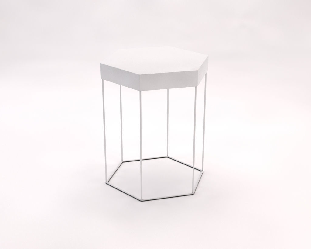 SIDE TABLE---Iron tray hexagonal and rods 3D model_7