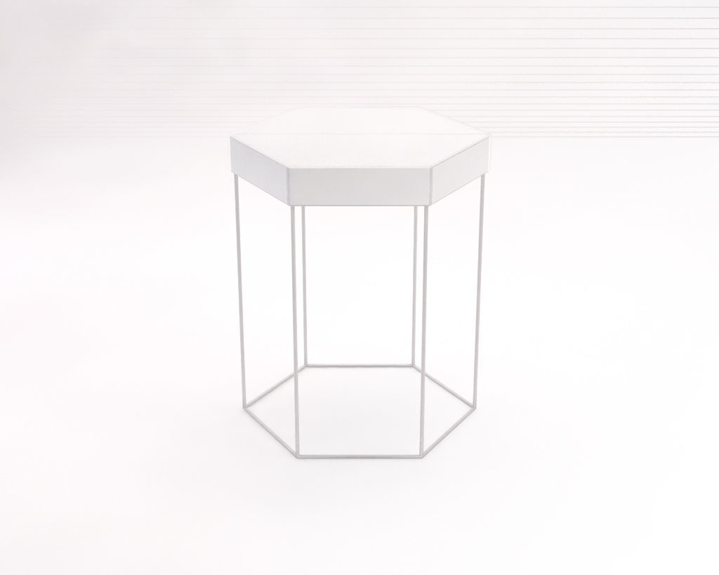 SIDE TABLE---Iron tray hexagonal and rods 3D model_1