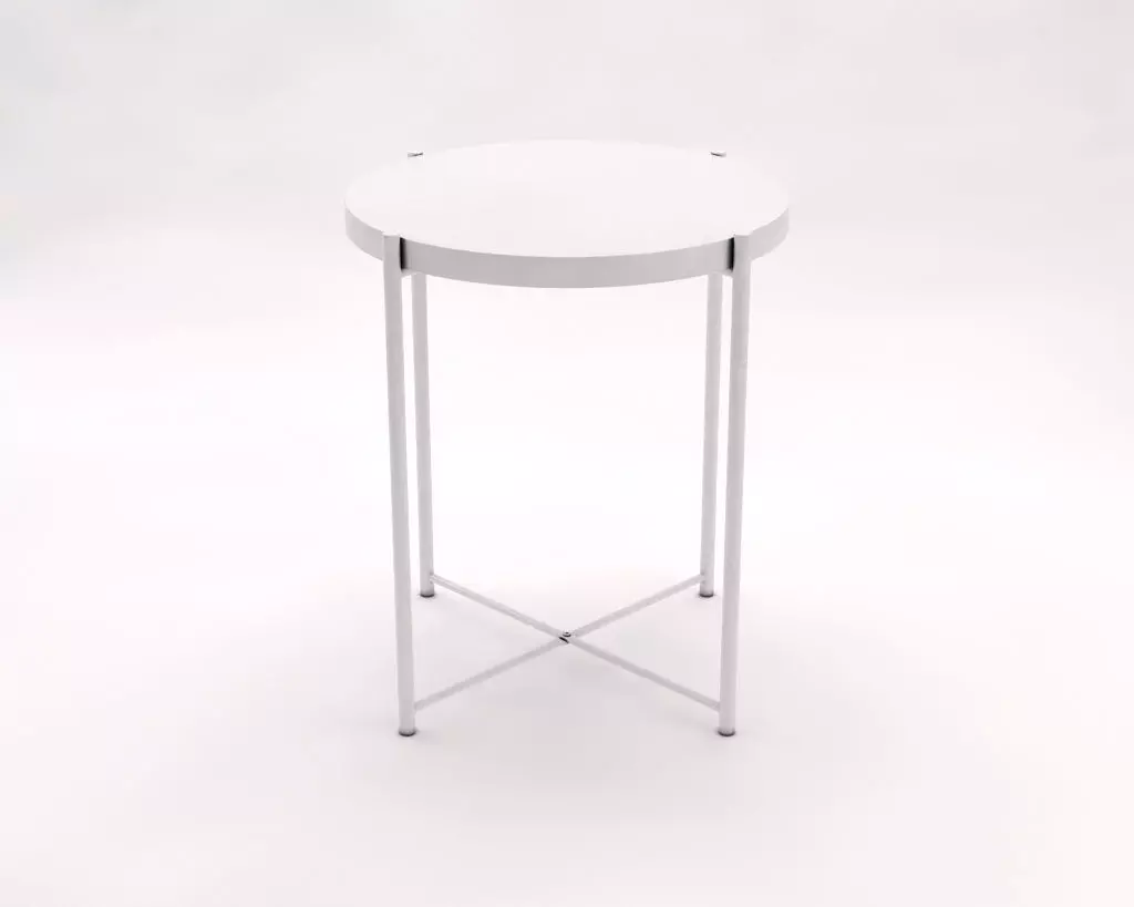 SIDE TABLE--- Iron round tray and crossed rods 3D model_0