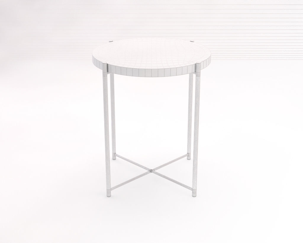 SIDE TABLE--- Iron round tray and crossed rods 3D model_1