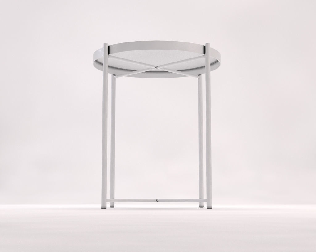 SIDE TABLE--- Iron round tray and crossed rods 3D model_16