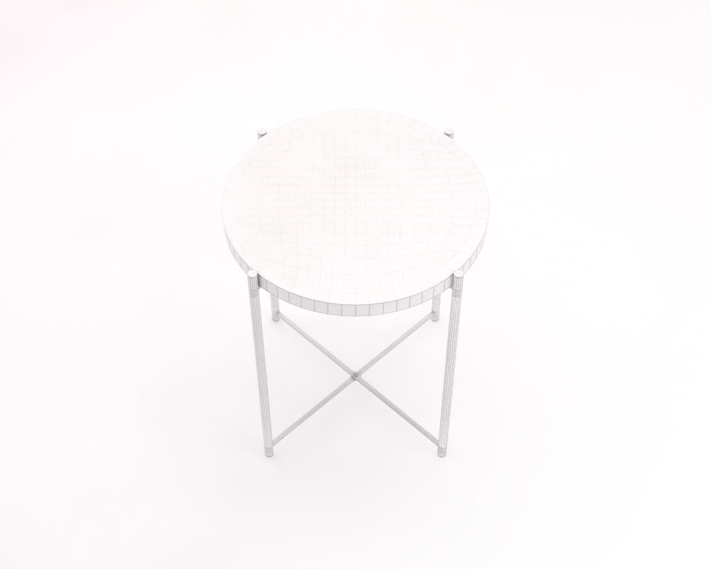 SIDE TABLE--- Iron round tray and crossed rods 3D model_13