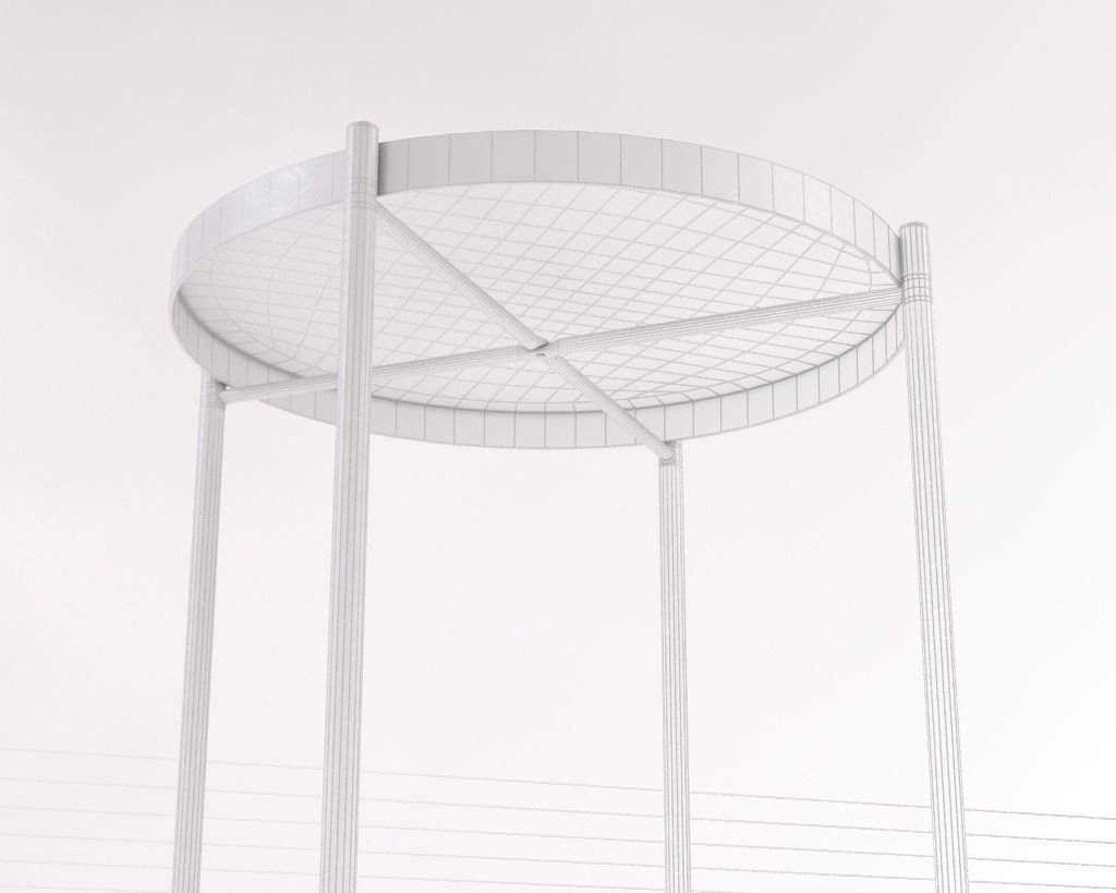 SIDE TABLE--- Iron round tray and crossed rods 3D model_19