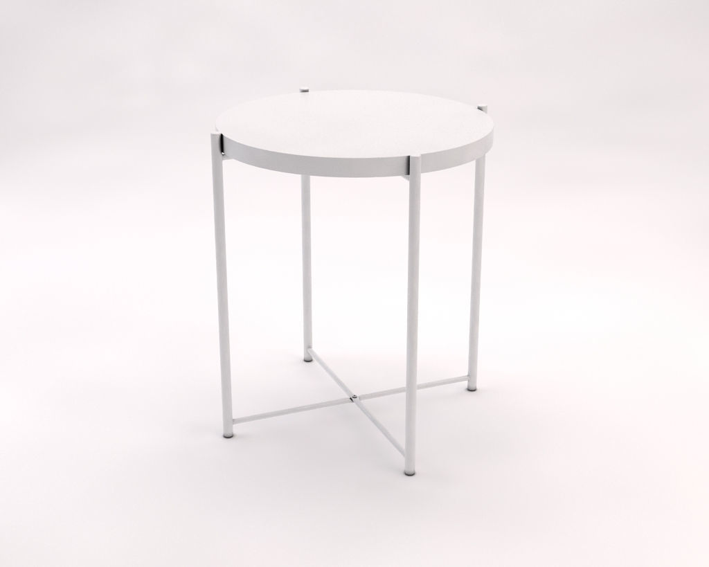 SIDE TABLE--- Iron round tray and crossed rods 3D model_9
