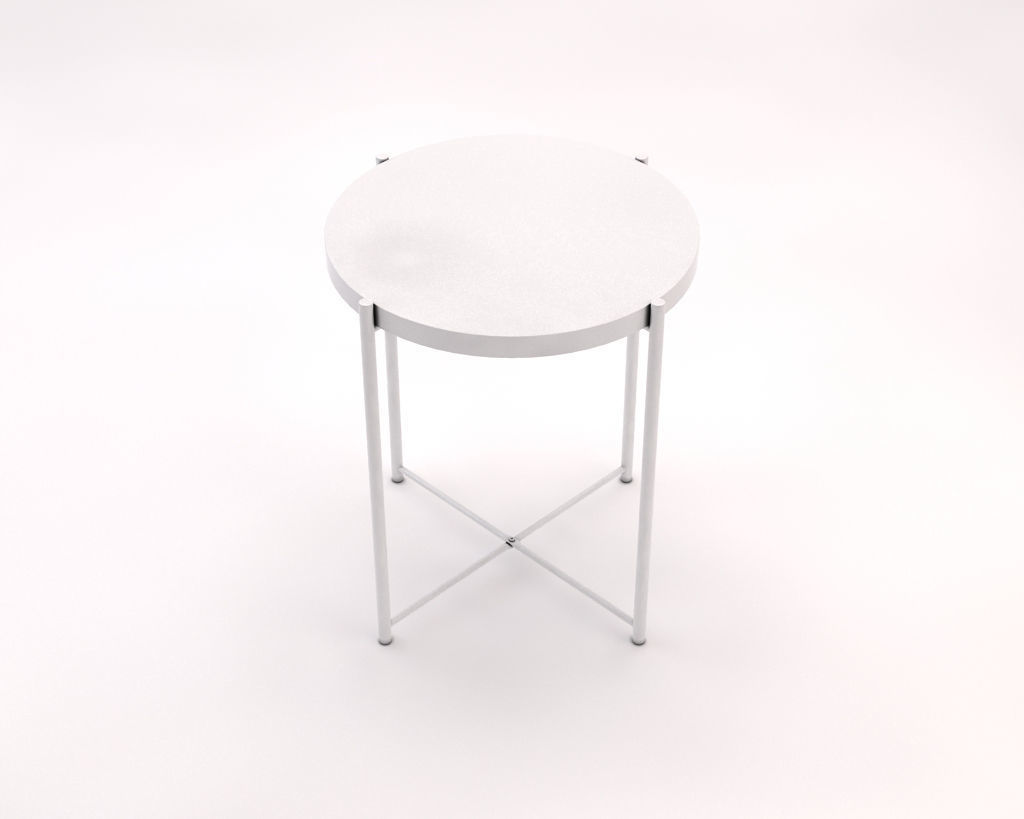SIDE TABLE--- Iron round tray and crossed rods 3D model_11