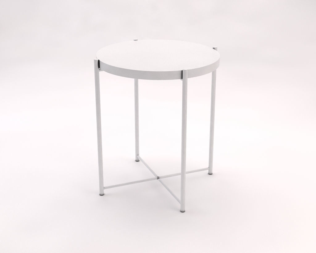 SIDE TABLE--- Iron round tray and crossed rods 3D model_5