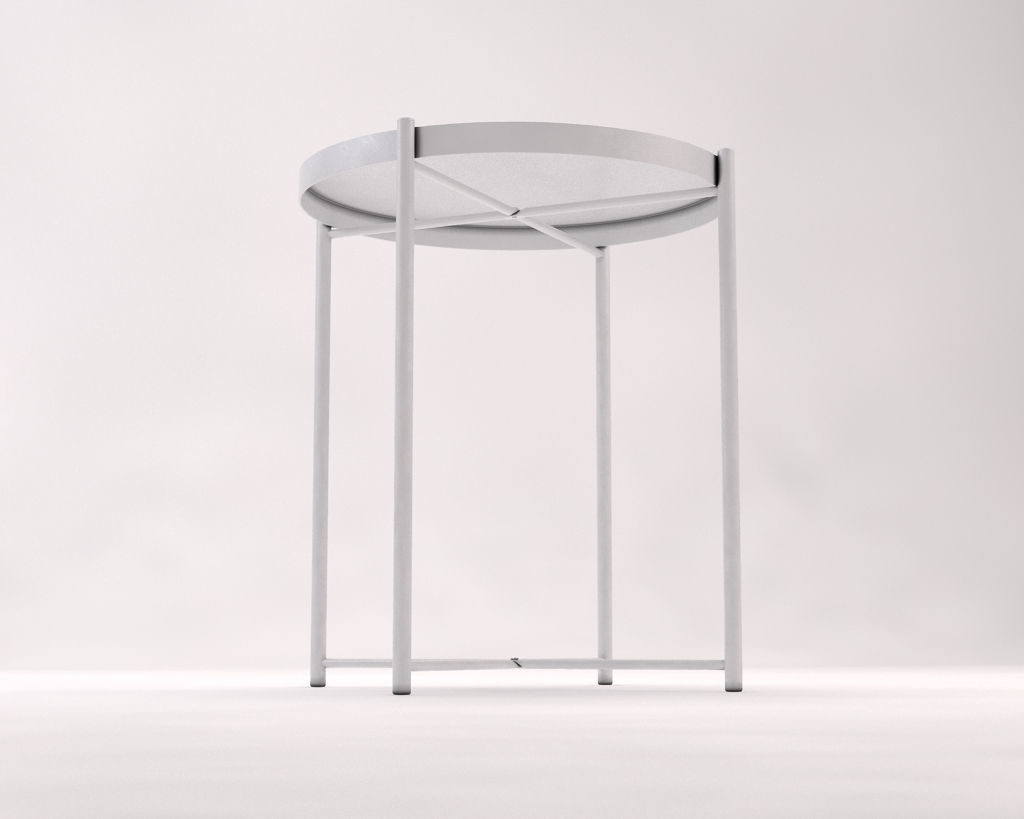 SIDE TABLE--- Iron round tray and crossed rods 3D model_17