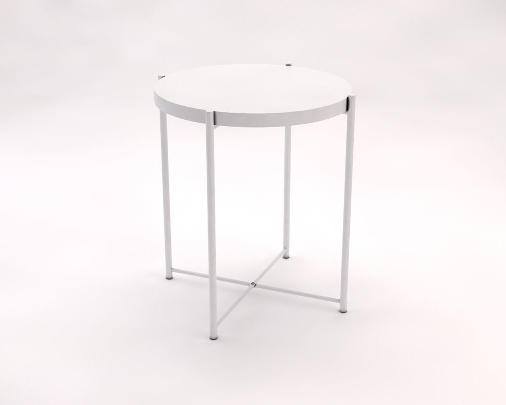 SIDE TABLE--- Iron round tray and crossed rods 3D model_7