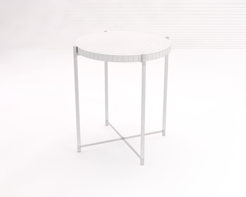 SIDE TABLE--- Iron round tray and crossed rods 3D model_3