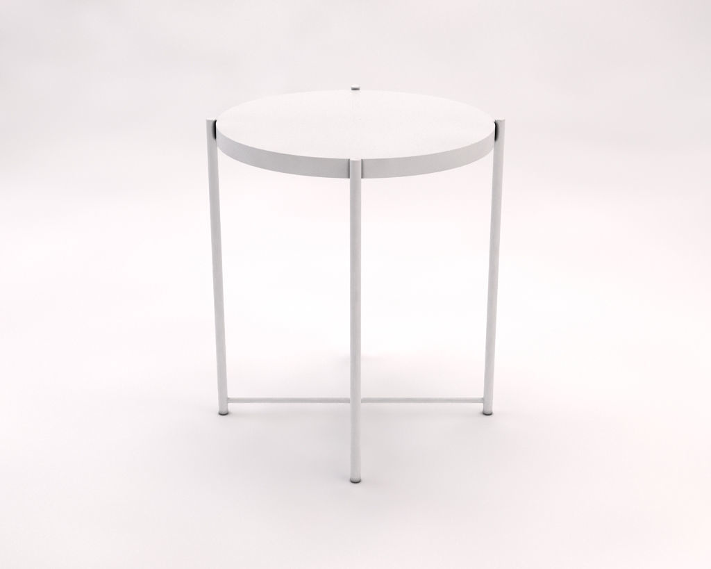 SIDE TABLE--- Iron round tray and crossed rods 3D model_8