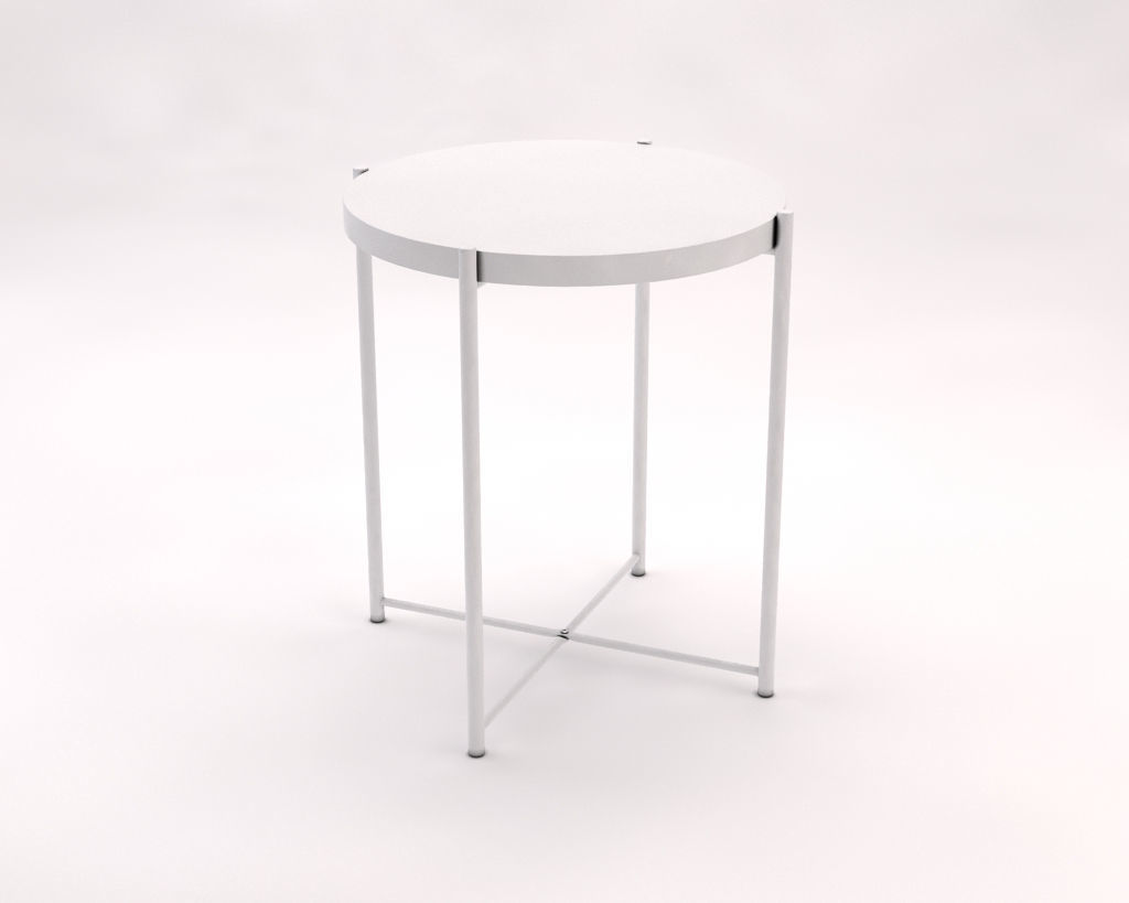 SIDE TABLE--- Iron round tray and crossed rods 3D model_2