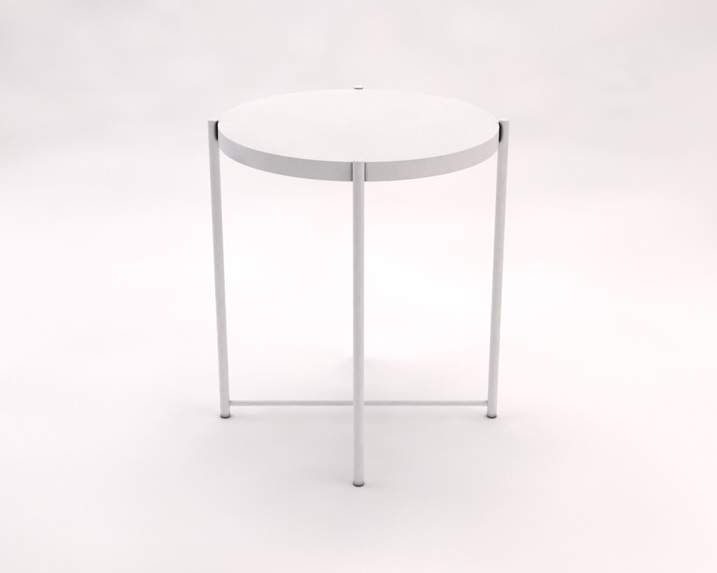 SIDE TABLE--- Iron round tray and crossed rods 3D model_4