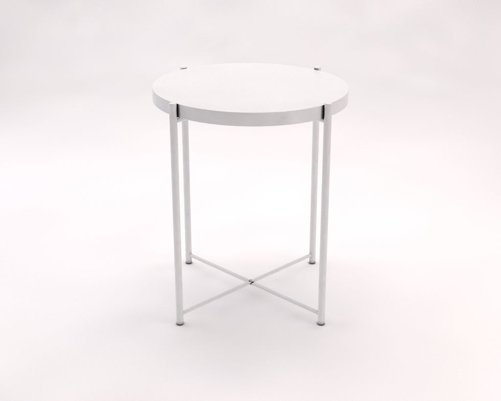 SIDE TABLE--- Iron round tray and crossed rods 3D model_6