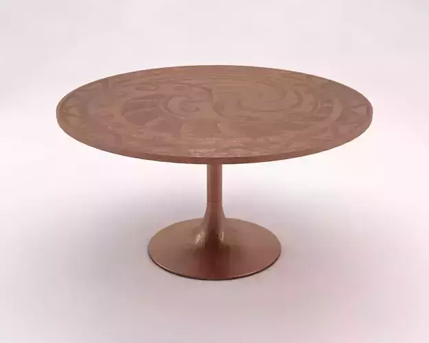 SIDE TABLE---Round support and monopod in copper 3D model