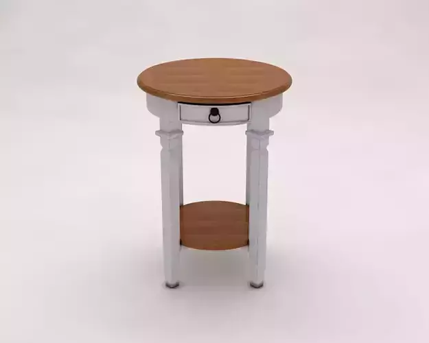 SIDE TABLE---Double round support with a drawer 3D model