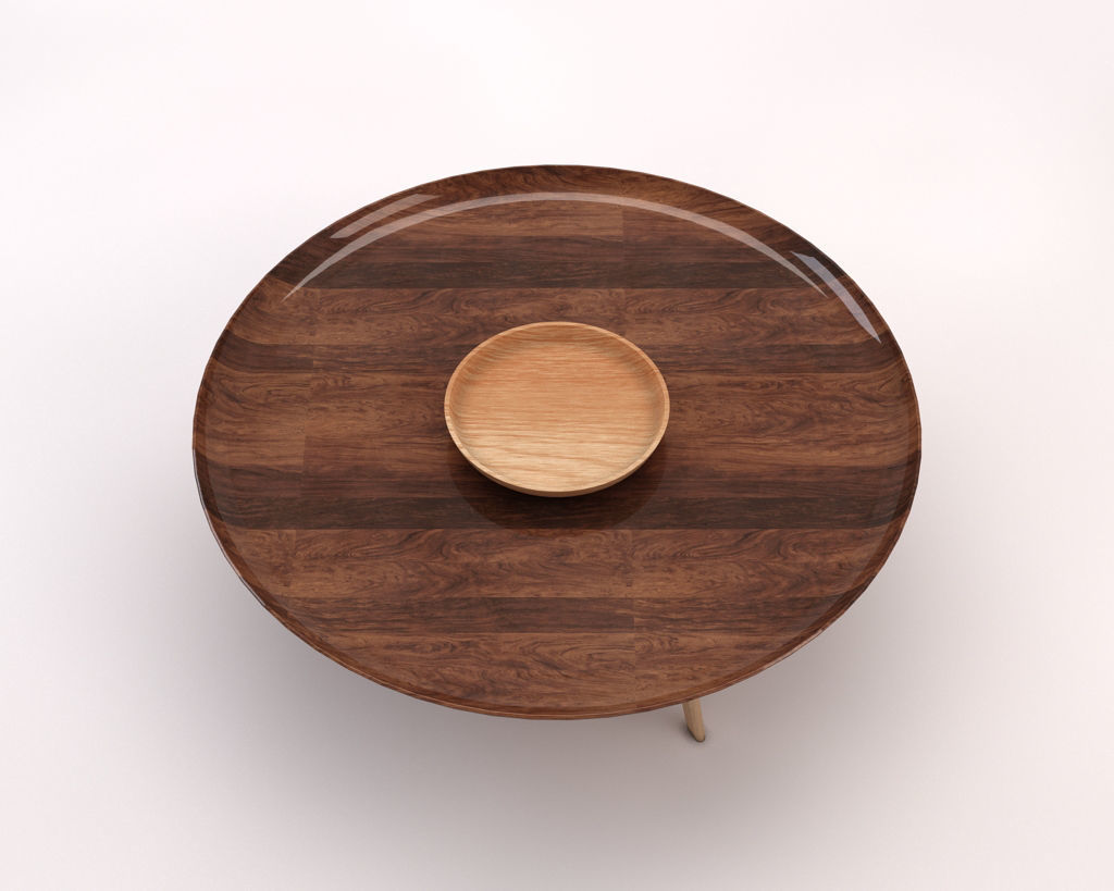 LOUNGE TABLE---Wooden plate and tripod 3D model_12