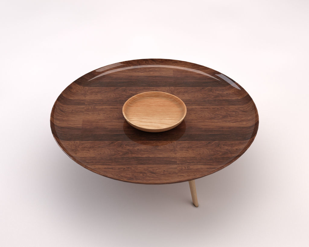 LOUNGE TABLE---Wooden plate and tripod 3D model_11
