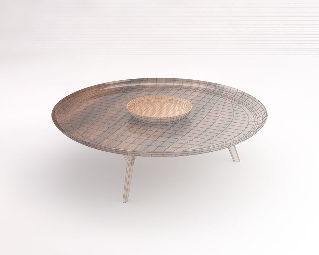 LOUNGE TABLE---Wooden plate and tripod 3D model_4