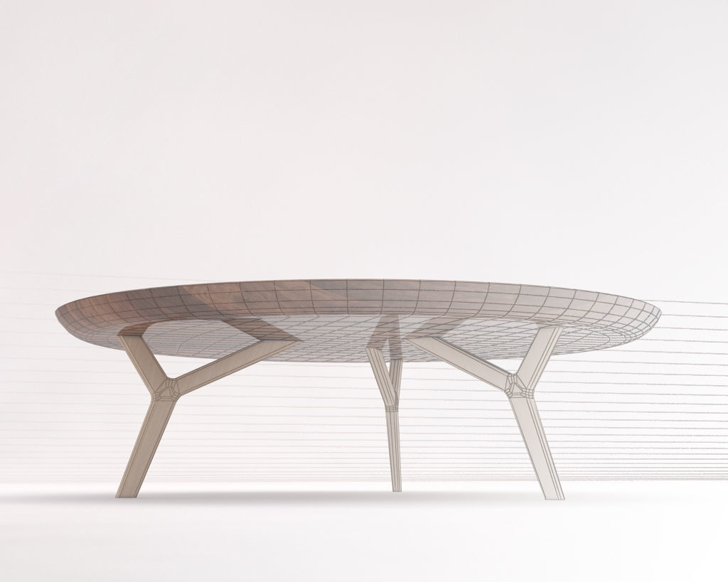 LOUNGE TABLE---Wooden plate and tripod 3D model_18