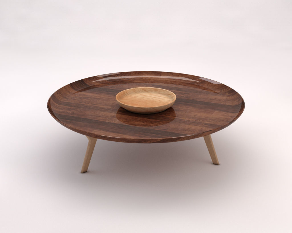 LOUNGE TABLE---Wooden plate and tripod 3D model_9