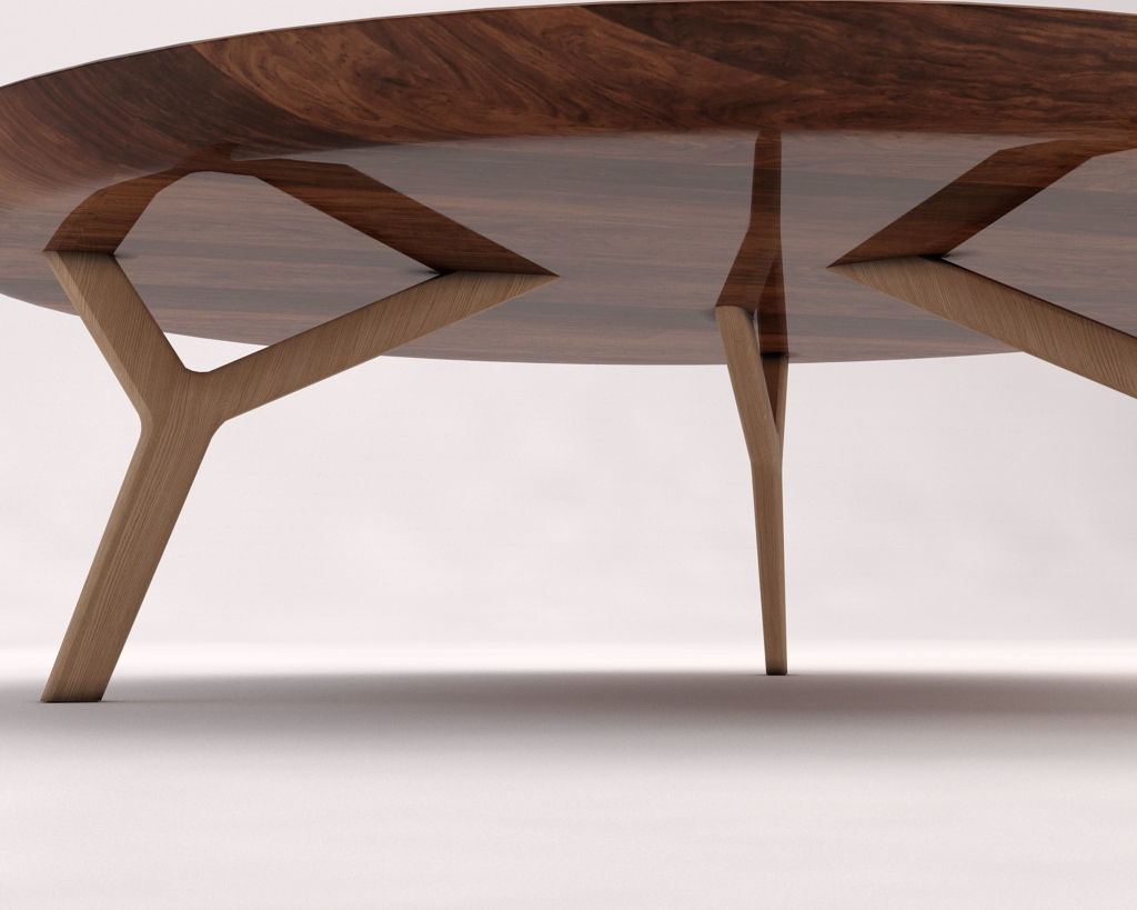 LOUNGE TABLE---Wooden plate and tripod 3D model_19