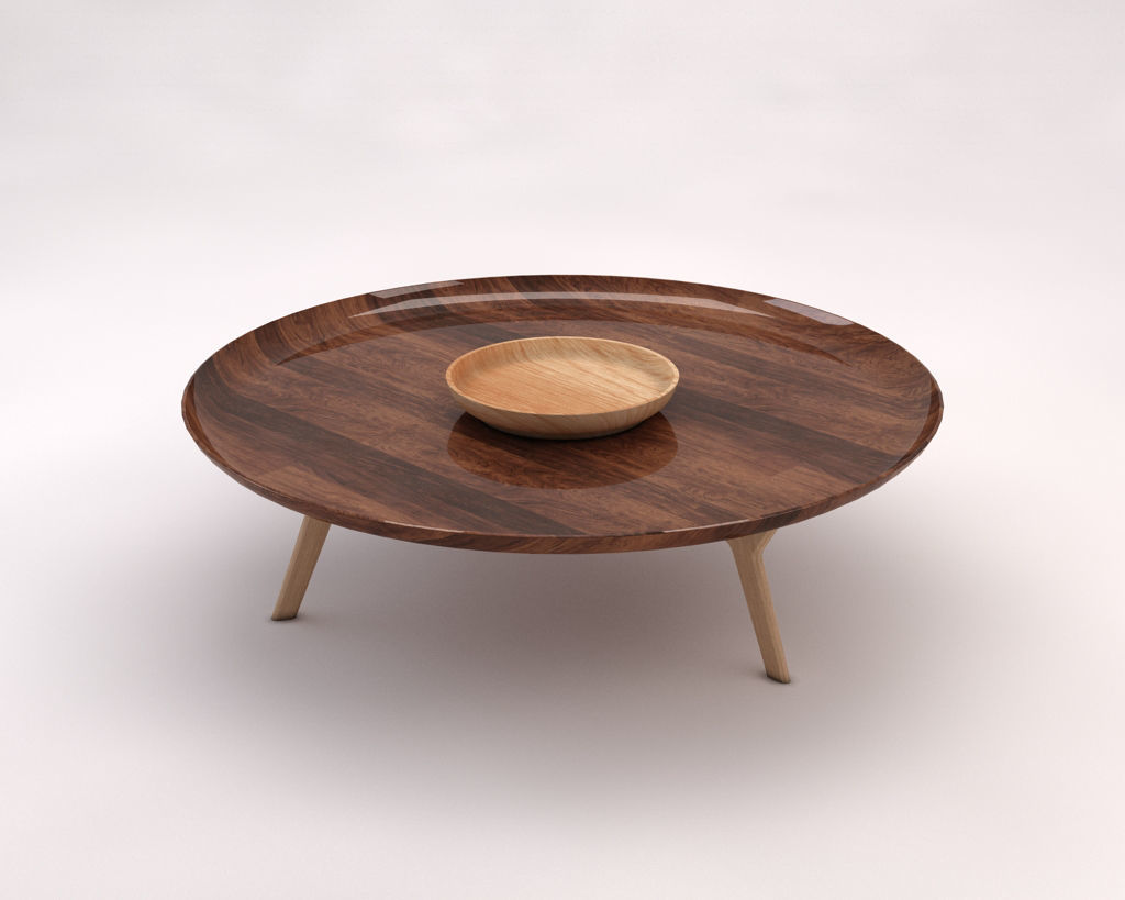LOUNGE TABLE---Wooden plate and tripod 3D model_8