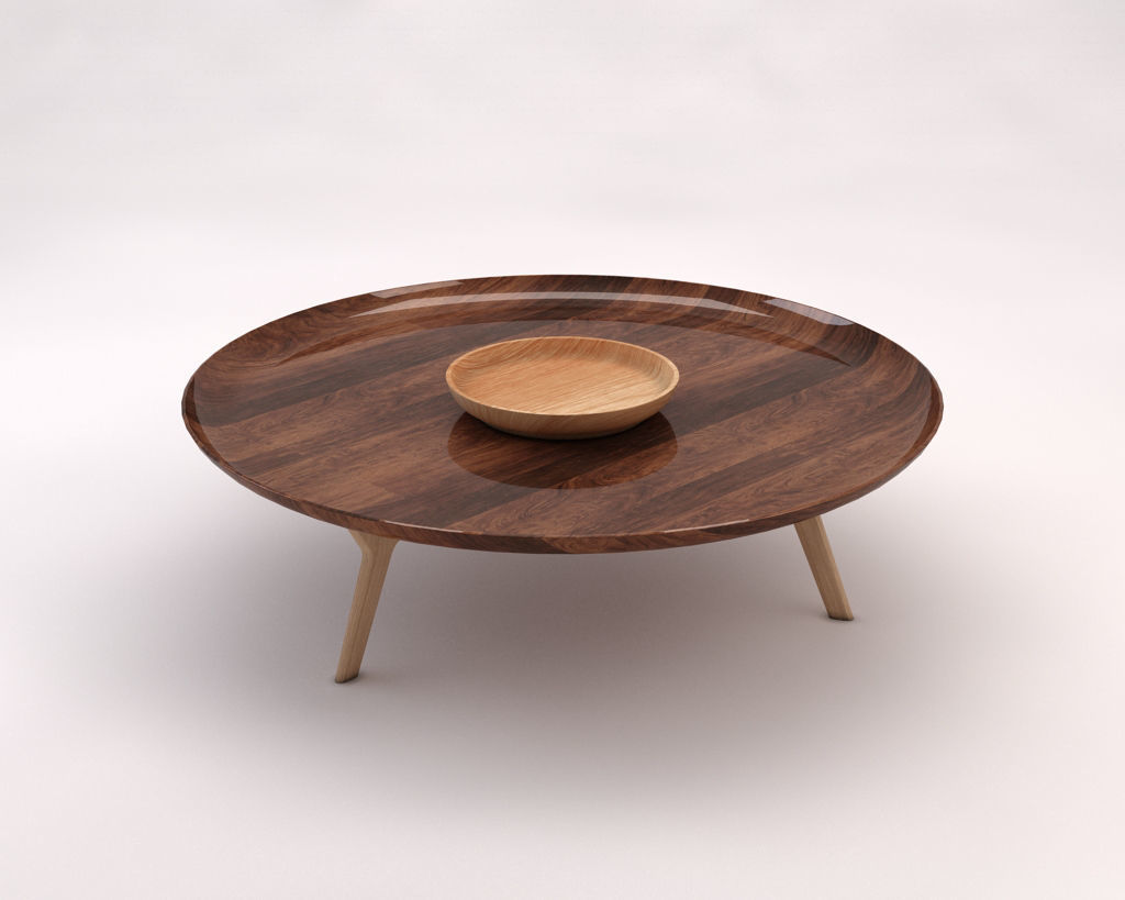 LOUNGE TABLE---Wooden plate and tripod 3D model_3