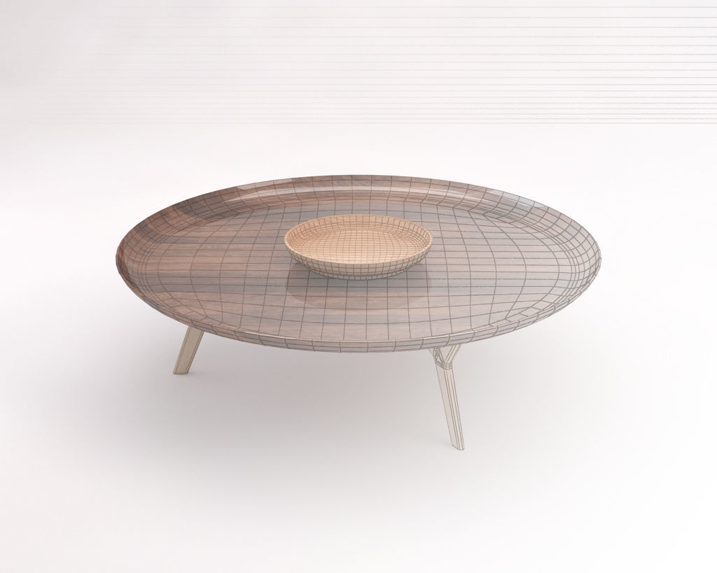 LOUNGE TABLE---Wooden plate and tripod 3D model_1