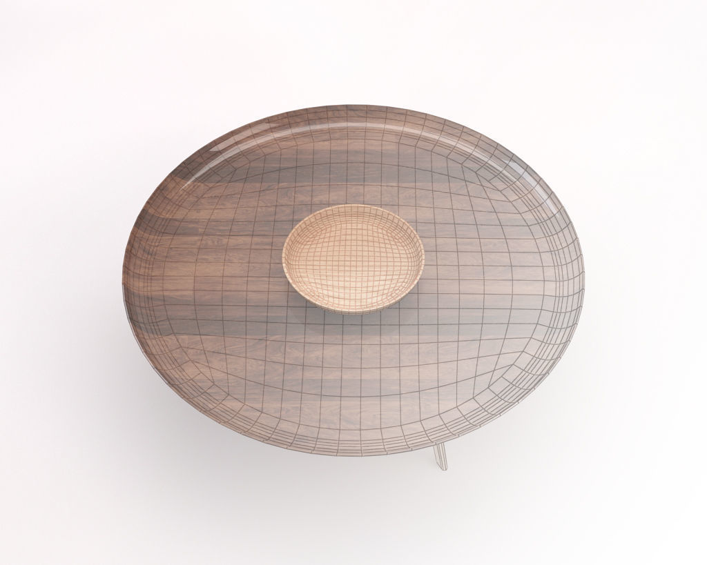 LOUNGE TABLE---Wooden plate and tripod 3D model_13