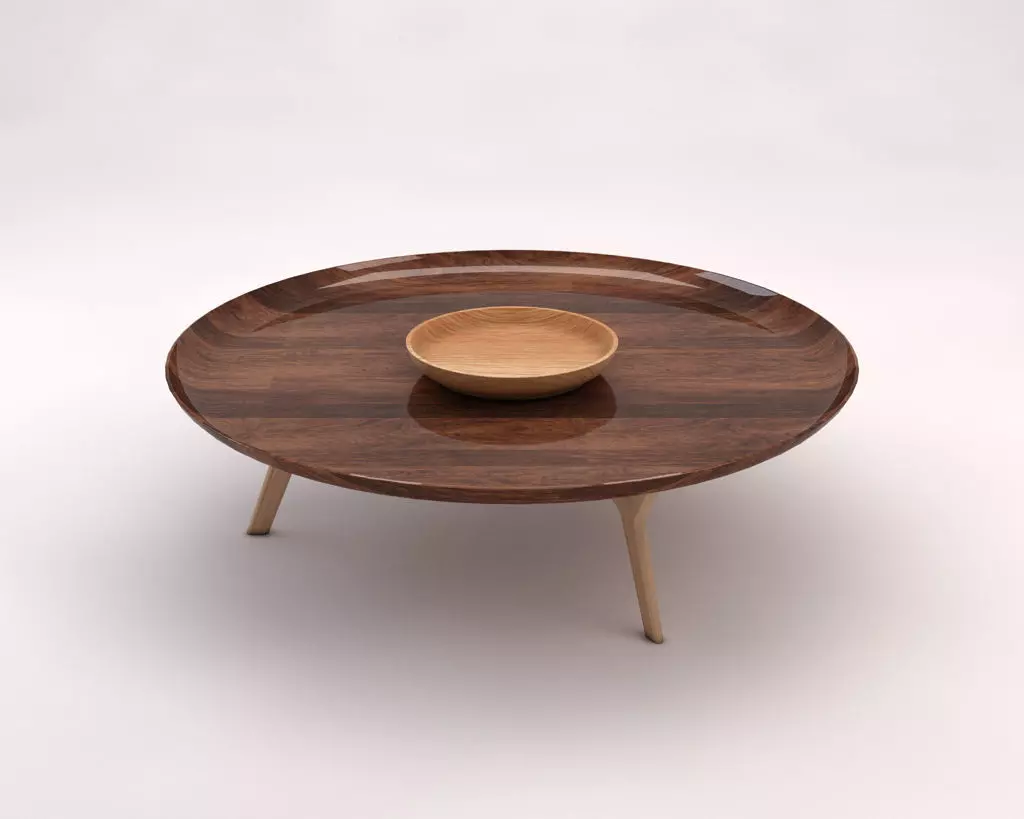 LOUNGE TABLE---Wooden plate and tripod 3D model_0