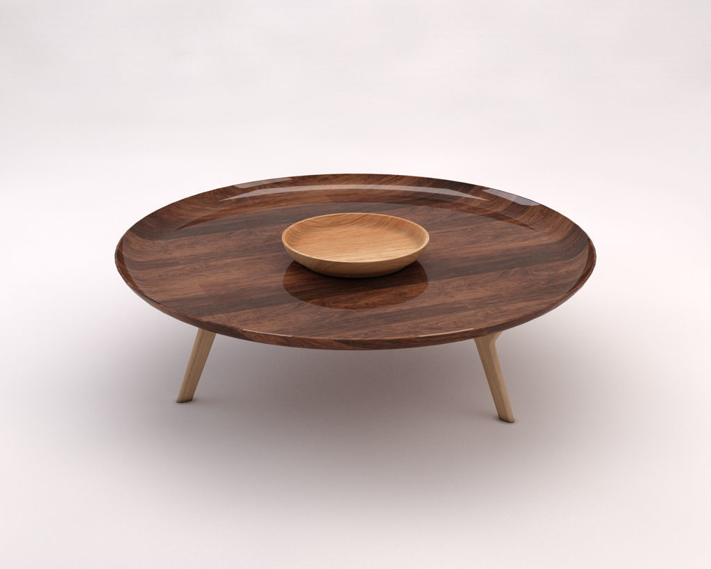 LOUNGE TABLE---Wooden plate and tripod 3D model_2