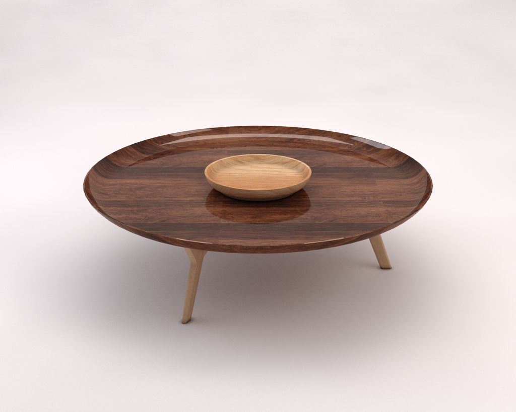 LOUNGE TABLE---Wooden plate and tripod 3D model_10