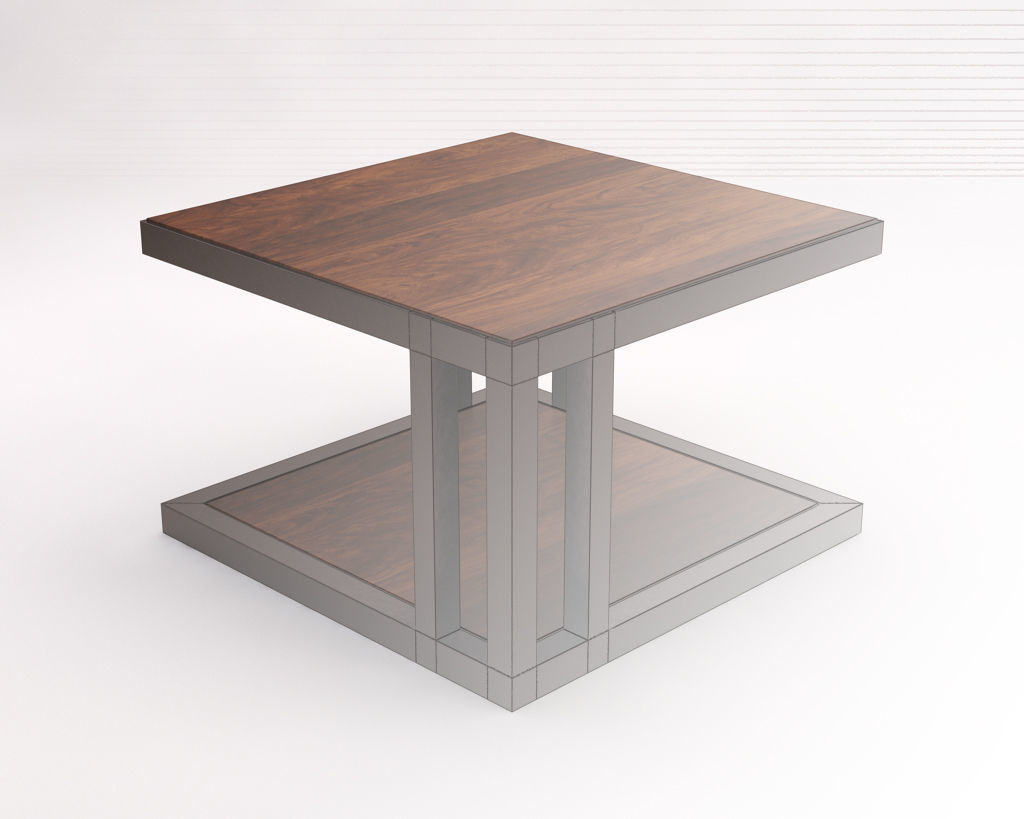 LOUNGE TABLE---Double Square in wood 3D model_4