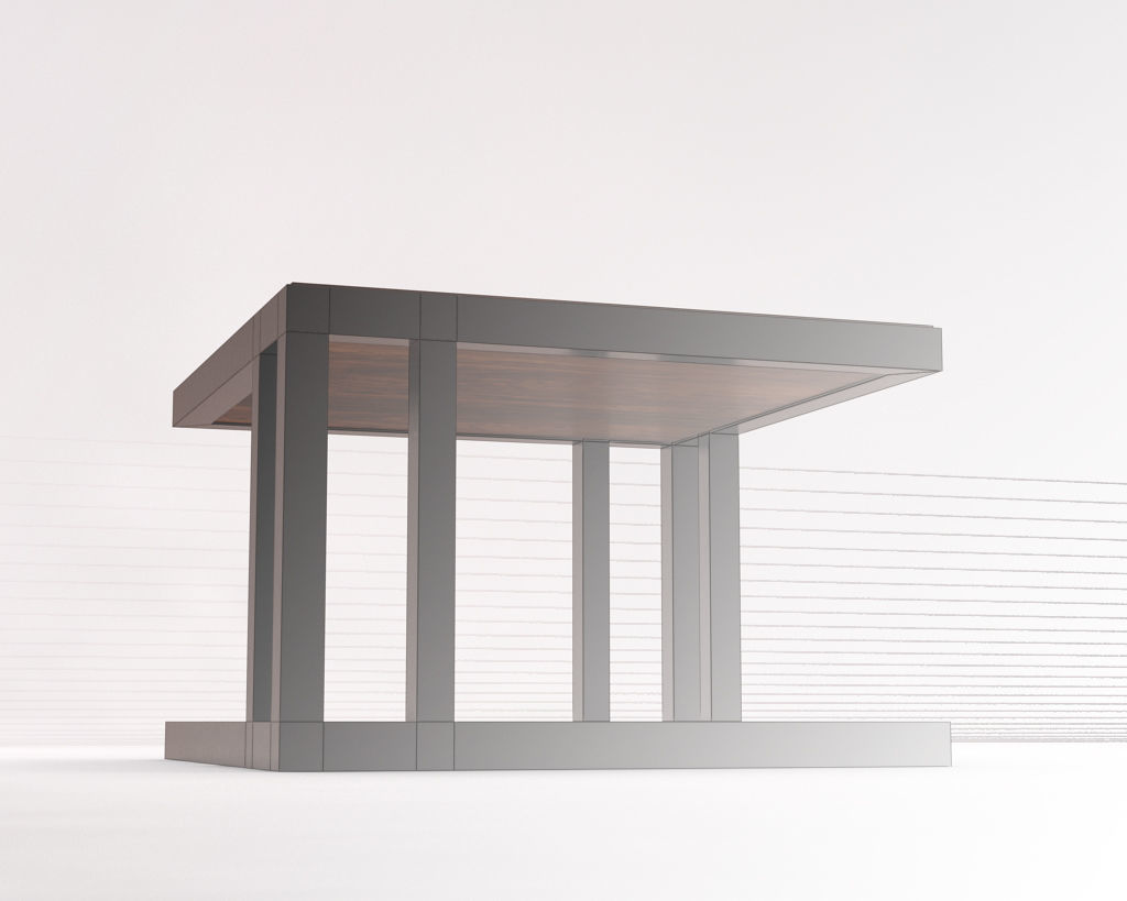 LOUNGE TABLE---Double Square in wood 3D model_17