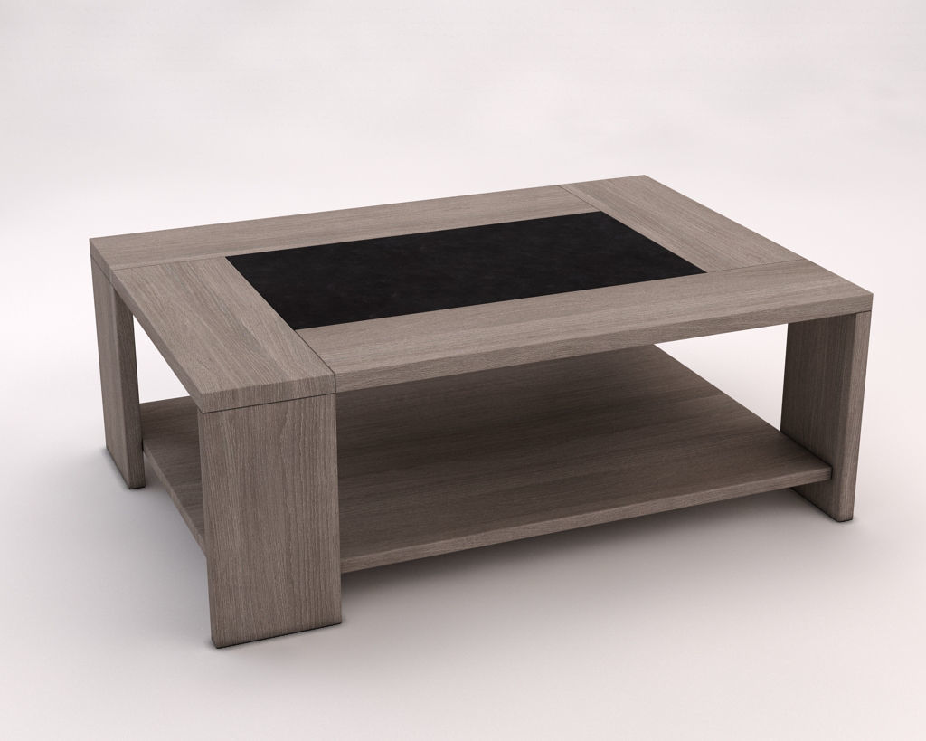 LOUNGE TABLE---Double support in wood and concrete 3D model_2