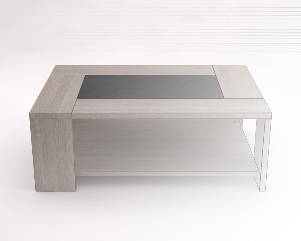 LOUNGE TABLE---Double support in wood and concrete 3D model_1
