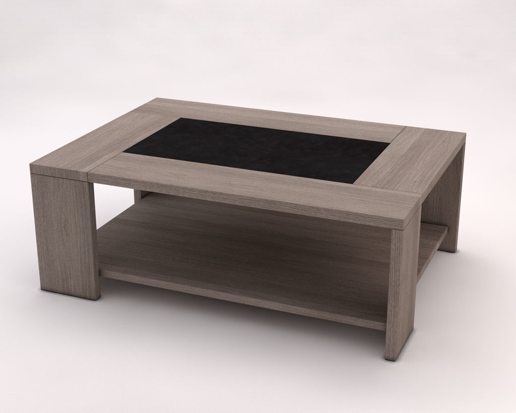 LOUNGE TABLE---Double support in wood and concrete 3D model_10
