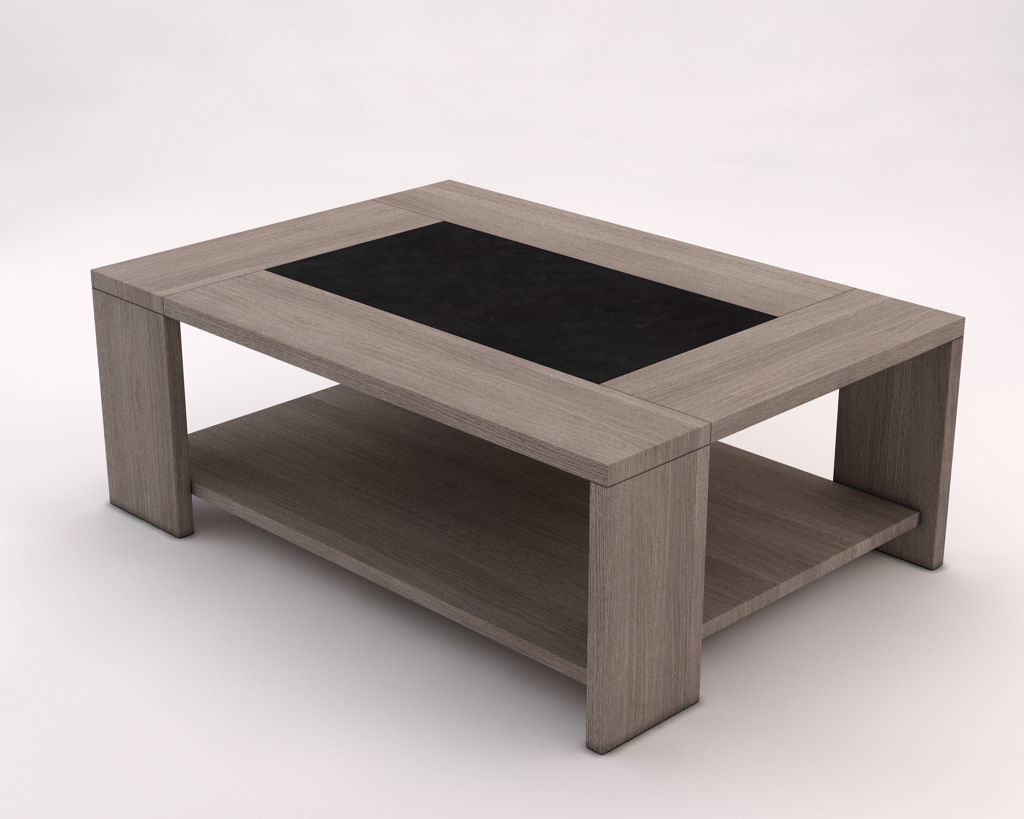 LOUNGE TABLE---Double support in wood and concrete 3D model_9