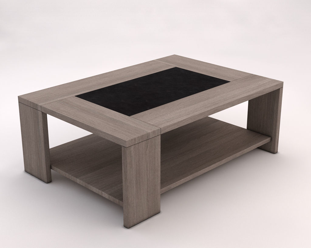 LOUNGE TABLE---Double support in wood and concrete 3D model_3