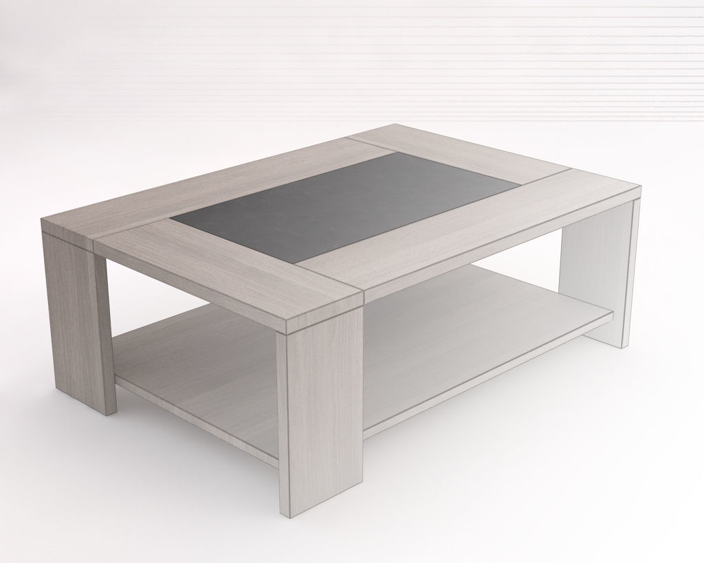 LOUNGE TABLE---Double support in wood and concrete 3D model_4